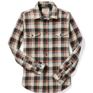 FILSON WOMEN'S SCOUT GUIDE SHIRT BEIGE COPPER BLACK Plaid XS Cabincore